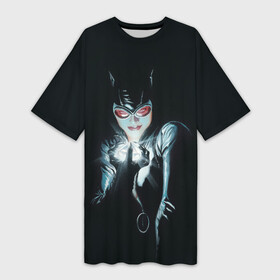 Платье-футболка 3D с принтом Catwoman в Екатеринбурге,  |  | cat woman | catwoman | selina kyle | shtatbat | женщина кошка | кэт вуман