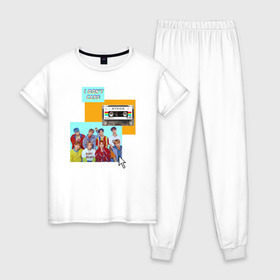 Женская пижама хлопок с принтом Ateez в Екатеринбурге, 100% хлопок | брюки и футболка прямого кроя, без карманов, на брюках мягкая резинка на поясе и по низу штанин | ateez | k pop | корейская группа | музыка | парни