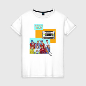 Женская футболка хлопок с принтом Ateez в Екатеринбурге, 100% хлопок | прямой крой, круглый вырез горловины, длина до линии бедер, слегка спущенное плечо | ateez | k pop | корейская группа | музыка | парни