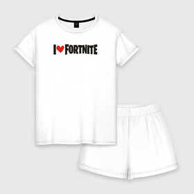 Женская пижама с шортиками хлопок с принтом Fortnite в Екатеринбурге, 100% хлопок | футболка прямого кроя, шорты свободные с широкой мягкой резинкой | battle royale | br | cataclysm | fortnait | fortnite | fortnite 2 | fortnite black hole | fortnite chapter 2 | game | games | бх | фортнайт | фортнайт глава 2 | фортнайт чёрная дыра