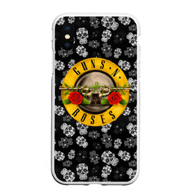 Чехол для iPhone XS Max матовый с принтом Guns n roses в Екатеринбурге, Силикон | Область печати: задняя сторона чехла, без боковых панелей | axl rose | geffen records | gnr | guns | rock | roses | slash | гансы | пистолеты | розы | рок | слеш | эксл роуз