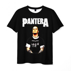 Мужская футболка 3D с принтом Pantera в Екатеринбурге, 100% полиэфир | прямой крой, круглый вырез горловины, длина до линии бедер | american | anselmo | havy metal | pantera | philip anselmo | trash metal | ансельмо | пантера | фил ансельмо