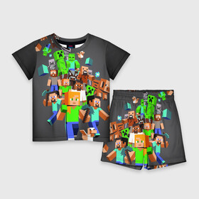 Детский костюм с шортами 3D с принтом MINECRAFT ONLINE в Екатеринбурге,  |  | craft | creeper | dungeon | dungeons | earth | game | logo | mine | minecraft | mobile | online | дунгеонс | земля | зомби | игра | крипер | лого | майкрафт | майнкрафт | мобайл | онлайн | подземелье | подземелья