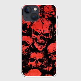 Чехол для iPhone 13 mini с принтом Skulls pattern в Екатеринбурге,  |  | halloween | pattern | skull | кости | скелет | хеллоуин | хелуин | хэллоуин | черепа