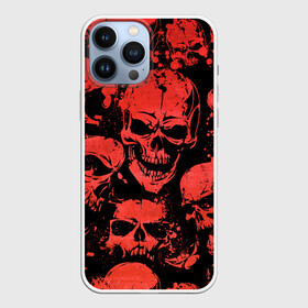 Чехол для iPhone 13 Pro Max с принтом Skulls pattern в Екатеринбурге,  |  | halloween | pattern | skull | кости | скелет | хеллоуин | хелуин | хэллоуин | черепа