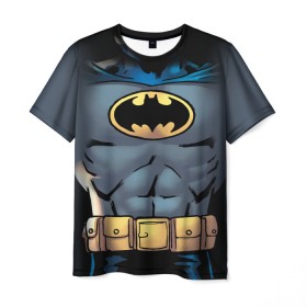 Мужская футболка 3D с принтом Batman костюм в Екатеринбурге, 100% полиэфир | прямой крой, круглый вырез горловины, длина до линии бедер | Тематика изображения на принте: bat man | batman | batman comics | caped crusader | comics | dark knight | shtatbat | бетмен | брюс уэйн | бэт мен | бэтмен | тёмный рыцарь