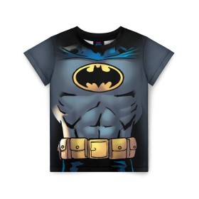 Детская футболка 3D с принтом Batman костюм в Екатеринбурге, 100% гипоаллергенный полиэфир | прямой крой, круглый вырез горловины, длина до линии бедер, чуть спущенное плечо, ткань немного тянется | Тематика изображения на принте: bat man | batman | batman comics | caped crusader | comics | dark knight | shtatbat | бетмен | брюс уэйн | бэт мен | бэтмен | тёмный рыцарь