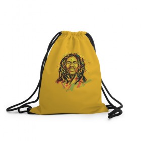 Рюкзак-мешок 3D с принтом Bob Marley в Екатеринбурге, 100% полиэстер | плотность ткани — 200 г/м2, размер — 35 х 45 см; лямки — толстые шнурки, застежка на шнуровке, без карманов и подкладки | 