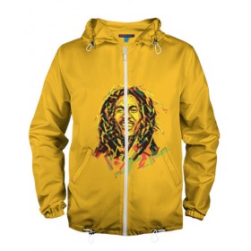Мужская ветровка 3D с принтом Bob Marley в Екатеринбурге, 100% полиэстер | подол и капюшон оформлены резинкой с фиксаторами, два кармана без застежек по бокам, один потайной карман на груди | Тематика изображения на принте: 