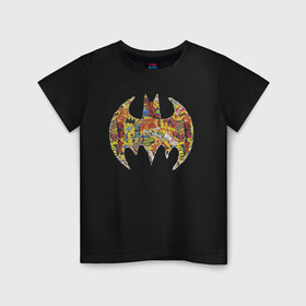 Детская футболка хлопок с принтом BAT logo в Екатеринбурге, 100% хлопок | круглый вырез горловины, полуприлегающий силуэт, длина до линии бедер | bat man | batman | batman comics | caped crusader | comics | dark knight | shtatbat | бетмен | брюс уэйн | бэт мен | бэтмен | тёмный рыцарь