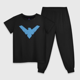 Детская пижама хлопок с принтом Nightwing в Екатеринбурге, 100% хлопок |  брюки и футболка прямого кроя, без карманов, на брюках мягкая резинка на поясе и по низу штанин
 | batman | nightwing | shtatbat | бетмен | бэтмен | найтвинг
