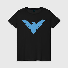 Женская футболка хлопок с принтом Nightwing в Екатеринбурге, 100% хлопок | прямой крой, круглый вырез горловины, длина до линии бедер, слегка спущенное плечо | batman | nightwing | shtatbat | бетмен | бэтмен | найтвинг