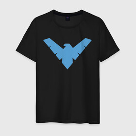 Мужская футболка хлопок с принтом Nightwing в Екатеринбурге, 100% хлопок | прямой крой, круглый вырез горловины, длина до линии бедер, слегка спущенное плечо. | batman | nightwing | shtatbat | бетмен | бэтмен | найтвинг