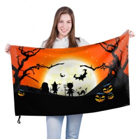 Флаг 3D с принтом Halloween в Екатеринбурге, 100% полиэстер | плотность ткани — 95 г/м2, размер — 67 х 109 см. Принт наносится с одной стороны | 