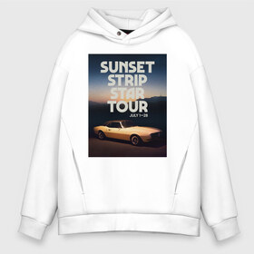 Мужское худи Oversize хлопок с принтом Sunset strip star tour в Екатеринбурге, френч-терри — 70% хлопок, 30% полиэстер. Мягкий теплый начес внутри —100% хлопок | боковые карманы, эластичные манжеты и нижняя кромка, капюшон на магнитной кнопке | cliff booth | once upon a time in hollywood | rick dulton | sunset strip star tour | клифф бут | однажды в голливуде | рик далтон