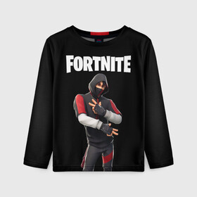 Детский лонгслив 3D с принтом FORTNITE IKONIK (КАПЮШОН) в Екатеринбурге, 100% полиэстер | длинные рукава, круглый вырез горловины, полуприлегающий силуэт
 | fnchap2 | fortnite | fortnite 2 | fortnite x | ikonik | marshmello | иконик | маршмелло | фортнайт | фортнайт 2 | фортнайт глава 2