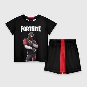 Детский костюм с шортами 3D с принтом FORTNITE IKONIK (КАПЮШОН) в Екатеринбурге,  |  | fnchap2 | fortnite | fortnite 2 | fortnite x | ikonik | marshmello | иконик | маршмелло | фортнайт | фортнайт 2 | фортнайт глава 2