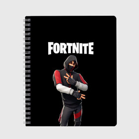 Тетрадь с принтом FORTNITE IKONIK (КАПЮШОН) в Екатеринбурге, 100% бумага | 48 листов, плотность листов — 60 г/м2, плотность картонной обложки — 250 г/м2. Листы скреплены сбоку удобной пружинной спиралью. Уголки страниц и обложки скругленные. Цвет линий — светло-серый
 | Тематика изображения на принте: fnchap2 | fortnite | fortnite 2 | fortnite x | ikonik | marshmello | иконик | маршмелло | фортнайт | фортнайт 2 | фортнайт глава 2