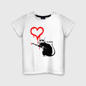 Детская футболка хлопок с принтом BANKSY в Екатеринбурге, 100% хлопок | круглый вырез горловины, полуприлегающий силуэт, длина до линии бедер | Тематика изображения на принте: banksy | heart | бэнкси | сердце