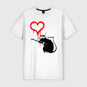 Мужская футболка премиум с принтом BANKSY в Екатеринбурге, 92% хлопок, 8% лайкра | приталенный силуэт, круглый вырез ворота, длина до линии бедра, короткий рукав | banksy | heart | бэнкси | сердце