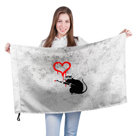 Флаг 3D с принтом BANKSY | БЭНКСИ | СЕРДЦЕ | LOVE в Екатеринбурге, 100% полиэстер | плотность ткани — 95 г/м2, размер — 67 х 109 см. Принт наносится с одной стороны | banksy | heart | бэнкси | сердце