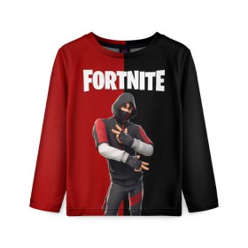 Детский лонгслив 3D с принтом FORTNITE IKONIK в Екатеринбурге, 100% полиэстер | длинные рукава, круглый вырез горловины, полуприлегающий силуэт
 | fortnite | fortnite 2 | fortnite x маршмелло | ikonik | marshmello | ninja | ninja streamer | иконик | ниндзя | фортнайт | фортнайт 2 | фортнайт глава 2