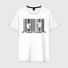 Мужская футболка хлопок с принтом Захваченный Потребительством в Екатеринбурге, 100% хлопок | прямой крой, круглый вырез горловины, длина до линии бедер, слегка спущенное плечо. | art | banksy | graffiti | street | арт | бэнкси | граффити | искусство | картинка | код | рисунок | стрит | художник | штрих