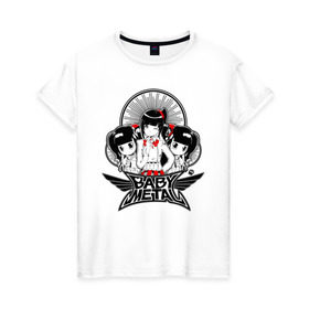 Женская футболка хлопок с принтом BABYMETAL в Екатеринбурге, 100% хлопок | прямой крой, круглый вырез горловины, длина до линии бедер, слегка спущенное плечо | babymetal | j pop | japan | бэбиметал | дэт метал | каваий метал | моа кикути | судзука накамото | юи мидзуно | япония