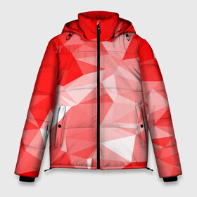 Мужская зимняя куртка 3D с принтом Красные полигоны в Екатеринбурге, верх — 100% полиэстер; подкладка — 100% полиэстер; утеплитель — 100% полиэстер | длина ниже бедра, свободный силуэт Оверсайз. Есть воротник-стойка, отстегивающийся капюшон и ветрозащитная планка. 

Боковые карманы с листочкой на кнопках и внутренний карман на молнии. | abstract | abstraction | color | geometry | paitnt | polygon | polygonal | psy | абстракция | геометрия | краски | неоновые | полигоны | психоделика