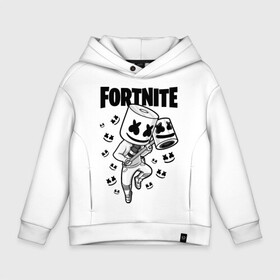 Детское худи Oversize хлопок с принтом FORTNITE MARSHMELLO в Екатеринбурге, френч-терри — 70% хлопок, 30% полиэстер. Мягкий теплый начес внутри —100% хлопок | боковые карманы, эластичные манжеты и нижняя кромка, капюшон на магнитной кнопке | chapter 2 | fortnite | marshmello | диджей | игры | маршмэллоу | молоток | фортнайт