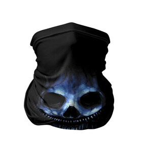 Бандана-труба 3D с принтом Ужас в Екатеринбурге, 100% полиэстер, ткань с особыми свойствами — Activecool | плотность 150‒180 г/м2; хорошо тянется, но сохраняет форму | 31 | black | blue | fear | grin | halloween | horror | jaw | night | orbits | saliva | skull | teeth | глазницы | зубы | ночь | оскал | синий | слюна | ужас | хэллоуин | череп | черный