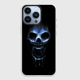 Чехол для iPhone 13 Pro с принтом Ужас в Екатеринбурге,  |  | 31 | black | blue | fear | grin | halloween | horror | jaw | night | orbits | saliva | skull | teeth | глазницы | зубы | ночь | оскал | синий | слюна | ужас | хэллоуин | череп | черный