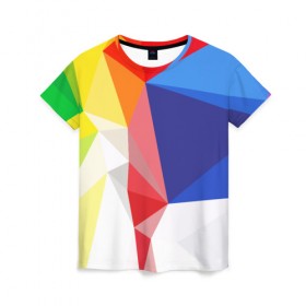Женская футболка 3D с принтом BACKGROUND COLOR в Екатеринбурге, 100% полиэфир ( синтетическое хлопкоподобное полотно) | прямой крой, круглый вырез горловины, длина до линии бедер | abstract | abstraction | color | geometry | paitnt | polygon | polygonal | psy | абстракция | геометрия | краски | неоновые | полигоны | психоделика