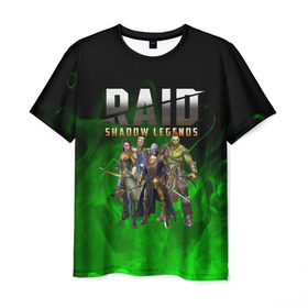 Мужская футболка 3D с принтом RAID SHADOW LEGENDS в Екатеринбурге, 100% полиэфир | прямой крой, круглый вырез горловины, длина до линии бедер | raid shadow legends | raid: shadow legends | rsl | рейд легенды теней