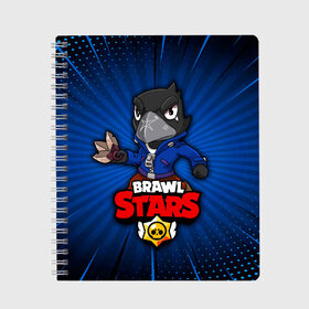 Тетрадь с принтом BRAWL STARS CROW в Екатеринбурге, 100% бумага | 48 листов, плотность листов — 60 г/м2, плотность картонной обложки — 250 г/м2. Листы скреплены сбоку удобной пружинной спиралью. Уголки страниц и обложки скругленные. Цвет линий — светло-серый
 | brawl stars | brawl stars crow | brawler | crow | бравл старз | бравлер | ворон