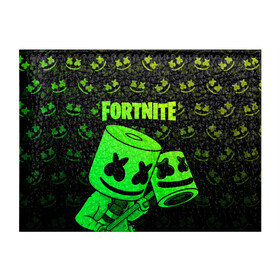 Обложка для студенческого билета с принтом FORTNITE MARSHMELLO в Екатеринбурге, натуральная кожа | Размер: 11*8 см; Печать на всей внешней стороне | chapter 2 | fortnite | marshmello | диджей | игры | маршмэллоу | молоток | фортнайт