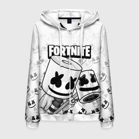 Мужская толстовка 3D на молнии с принтом FORTNITE MARSHMELLO в Екатеринбурге, 100% полиэстер | длина до линии бедра, манжеты и пояс оформлены мягкой тканевой резинкой, двухслойный капюшон со шнурком для регулировки, спереди молния, по бокам два кармана | chapter 2 | fortnite | marshmello | диджей | игры | маршмэллоу | молоток | фортнайт