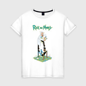 Женская футболка хлопок с принтом Rick and Morty в Екатеринбурге, 100% хлопок | прямой крой, круглый вырез горловины, длина до линии бедер, слегка спущенное плечо | dsgnosadchaya | rick  morty | vdosadir | джастин ройланд | дэн хармон | миссикс | плюмбус | рик и морти