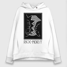 Женское худи Oversize хлопок с принтом Rick and Morty black and white в Екатеринбурге, френч-терри — 70% хлопок, 30% полиэстер. Мягкий теплый начес внутри —100% хлопок | боковые карманы, эластичные манжеты и нижняя кромка, капюшон на магнитной кнопке | black and white | cn_1952863_019061 | dsgnosadchaya | rick  morty | vdosadir | джастин ройланд | дэн хармон | миссикс | плюмбус | рик и морти | чёрно белый