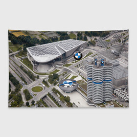 Флаг-баннер с принтом BMW city в Екатеринбурге, 100% полиэстер | размер 67 х 109 см, плотность ткани — 95 г/м2; по краям флага есть четыре люверса для крепления | bmw | buildings | city | germany | munich | prestige | бмв | германия | город | здания | мюнхен | престиж