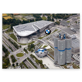 Поздравительная открытка с принтом BMW city в Екатеринбурге, 100% бумага | плотность бумаги 280 г/м2, матовая, на обратной стороне линовка и место для марки
 | bmw | buildings | city | germany | munich | prestige | бмв | германия | город | здания | мюнхен | престиж