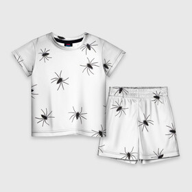 Детский костюм с шортами 3D с принтом Пауки в Екатеринбурге,  |  | spider | spiders | абстрактный | абстракция | животное | животные | жук | жуки | насекомое | насекомые | паук | паучий | паучки | паучок | природа | фауна