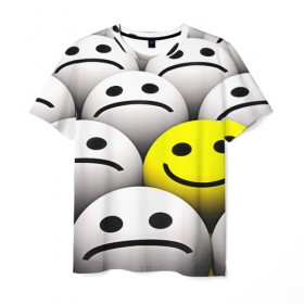 Мужская футболка 3D с принтом EMOJI 2019 в Екатеринбурге, 100% полиэфир | прямой крой, круглый вырез горловины, длина до линии бедер | emoji | настроение | позитив | смайлики | смайлы | стикеры | текстура смайл | улыбки | фон смайл | эмодзи