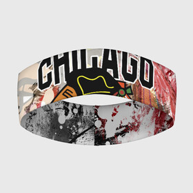 Повязка на голову 3D с принтом Chicago Blackhawks в Екатеринбурге,  |  | blackhawks | chicago | chicago blackhawks | hockey | nhl | usa | блэкхокс | нхл | спорт | сша | хоккей | чикаго | чикаго блэкхокс | шайба