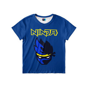 Детская футболка 3D с принтом FORTNITE NINJA в Екатеринбурге, 100% гипоаллергенный полиэфир | прямой крой, круглый вырез горловины, длина до линии бедер, чуть спущенное плечо, ткань немного тянется | fortnite | fortnite 2 | fortnite x | marshmello | ninja | ninja hyper streamer | ninja streamer | streamer | tyler blevins | маршмелло | ниндзя | фортнайт | фортнайт 2 | фортнайт глава 2