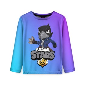 Детский лонгслив 3D с принтом Crow (Brawl Stars) в Екатеринбурге, 100% полиэстер | длинные рукава, круглый вырез горловины, полуприлегающий силуэт
 | brawl stars | crow | game | leon | бравл | бравл стар | бравл старс | ворон | ворона | детская | детям | игра | компьютерная игра | кров | леон | персонаж | развлечение