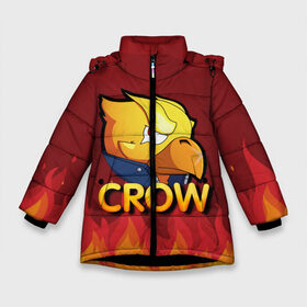 Зимняя куртка для девочек 3D с принтом Crow (Brawl Stars) в Екатеринбурге, ткань верха — 100% полиэстер; подклад — 100% полиэстер, утеплитель — 100% полиэстер. | длина ниже бедра, удлиненная спинка, воротник стойка и отстегивающийся капюшон. Есть боковые карманы с листочкой на кнопках, утяжки по низу изделия и внутренний карман на молнии. 

Предусмотрены светоотражающий принт на спинке, радужный светоотражающий элемент на пуллере молнии и на резинке для утяжки. | brawl stars | crow | game | leon | бравл | бравл стар | бравл старс | ворон | ворона | детская | детям | игра | компьютерная игра | кров | леон | персонаж | развлечение
