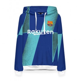 Женская толстовка 3D с принтом Barcelona PreMatch kit в Екатеринбурге, 100% полиэстер  | двухслойный капюшон со шнурком для регулировки, мягкие манжеты на рукавах и по низу толстовки, спереди карман-кенгуру с мягким внутренним слоем. | barcelona | champions | laliga | league | messi | spain | барселона | испания | лига | месси | чемпионов