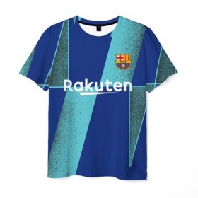 Мужская футболка 3D с принтом Barcelona PreMatch kit в Екатеринбурге, 100% полиэфир | прямой крой, круглый вырез горловины, длина до линии бедер | Тематика изображения на принте: barcelona | champions | laliga | league | messi | spain | барселона | испания | лига | месси | чемпионов