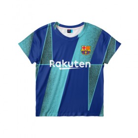 Детская футболка 3D с принтом Barcelona PreMatch kit в Екатеринбурге, 100% гипоаллергенный полиэфир | прямой крой, круглый вырез горловины, длина до линии бедер, чуть спущенное плечо, ткань немного тянется | Тематика изображения на принте: barcelona | champions | laliga | league | messi | spain | барселона | испания | лига | месси | чемпионов